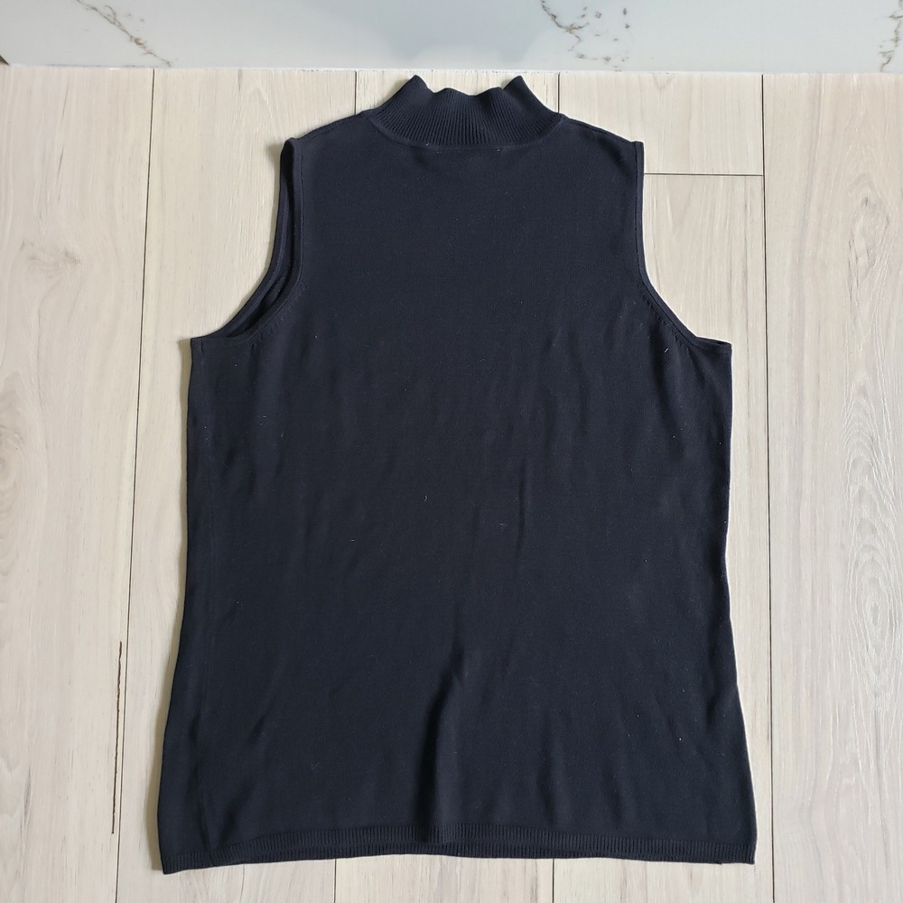 Jessica London Sweater Vest Womens 14 16 Black Mock Neck Sleeveless Knit Top